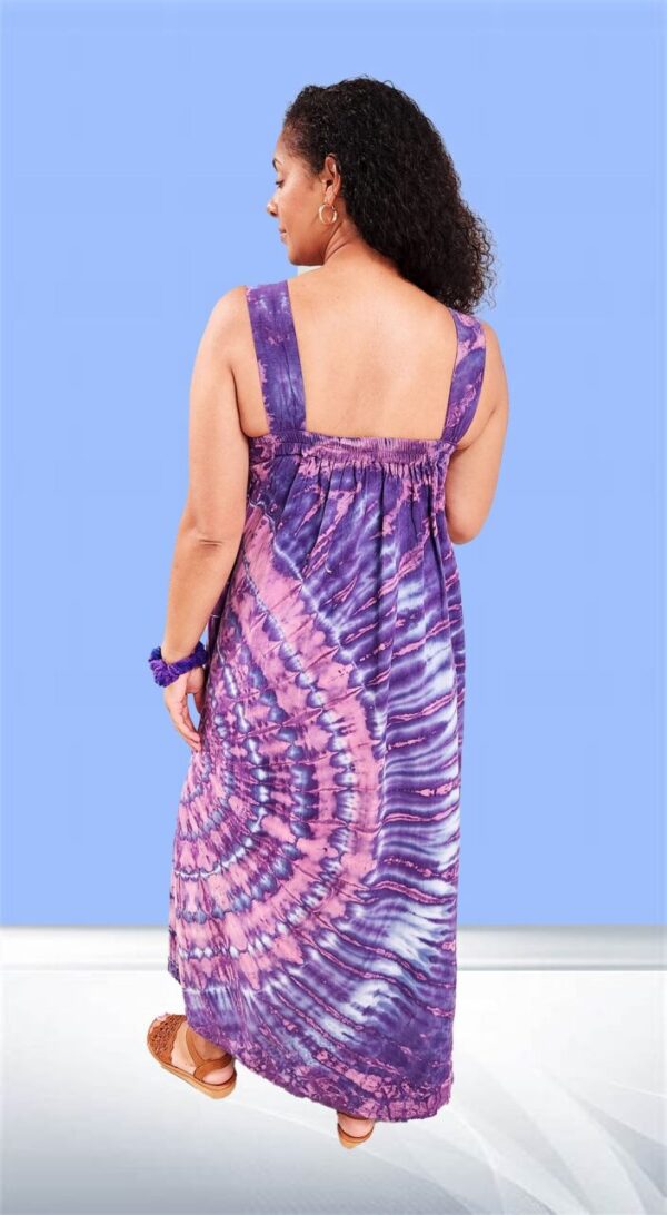 Tie Dye Square Neck Sleeveless Cotton Dress