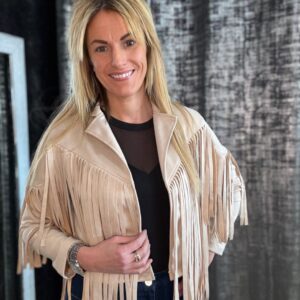 Long Sleeve Faux Suede Fringe Jacket