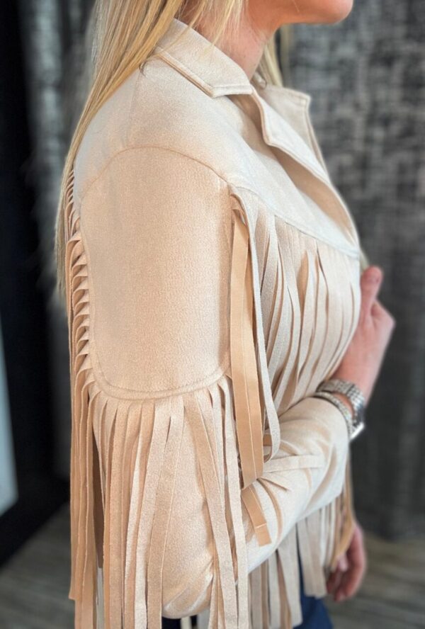 Long Sleeve Faux Suede Fringe Jacket