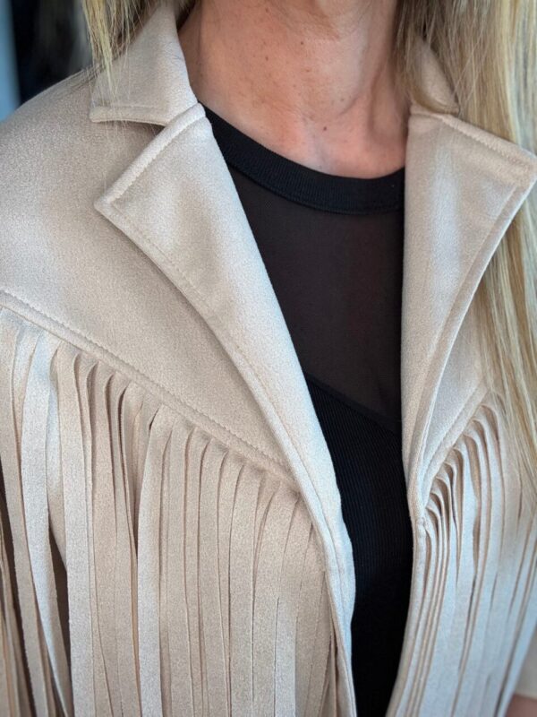 Long Sleeve Faux Suede Fringe Jacket