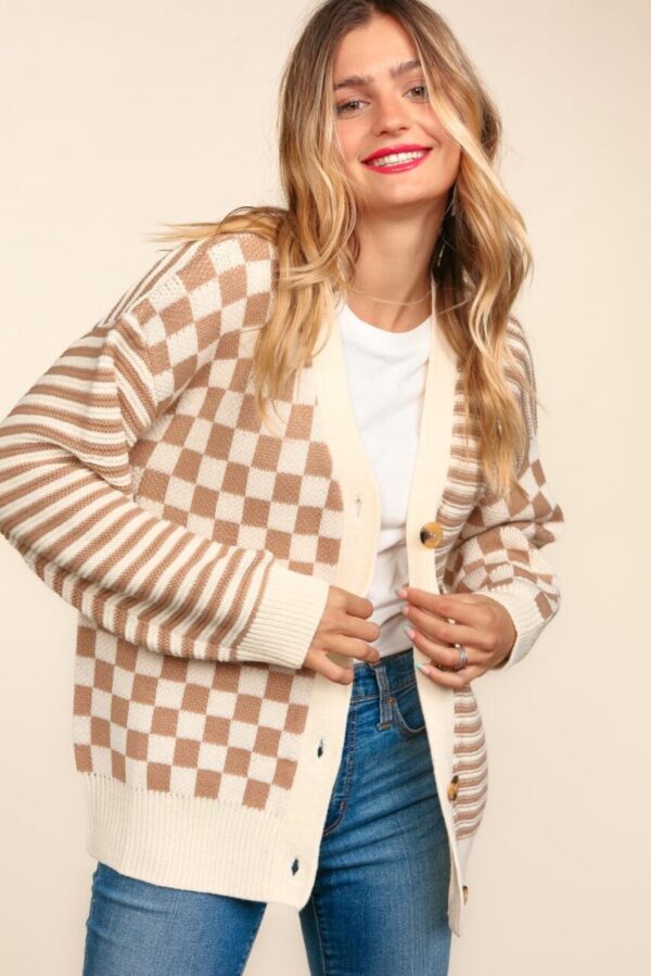 Cozy Country Checker & Stripe Cardigan