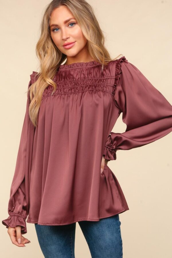 Ruffled Satin Blouse