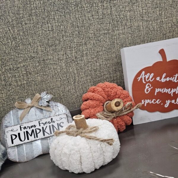 White Chunky Yarn Pumpkin