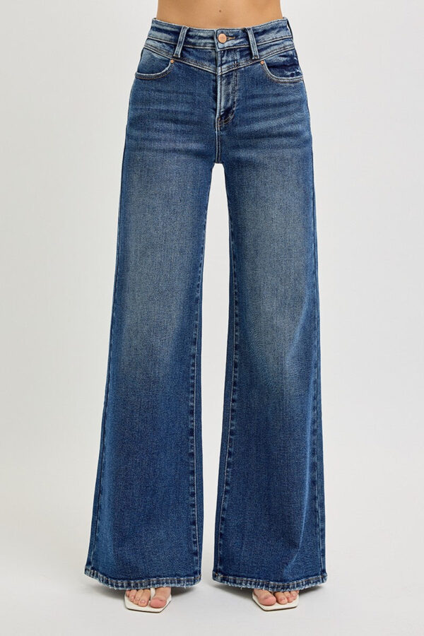 Risen High Rise Wide Front Yoke Detail Jeans