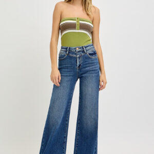 Risen High Rise Wide Front Yoke Detail Jeans