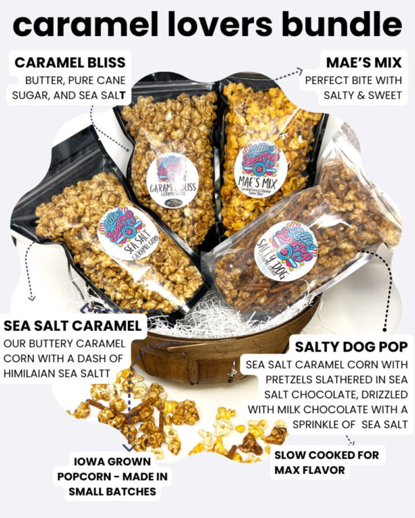 Caramel Lovers Bundle – Popcorn with Sea Salt Caramel, Caramel Apple Pop, Ultimate Peanut Butter Cup, Fall Salty Dog