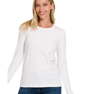 Classic Crew Neck Long Sleeve T – White