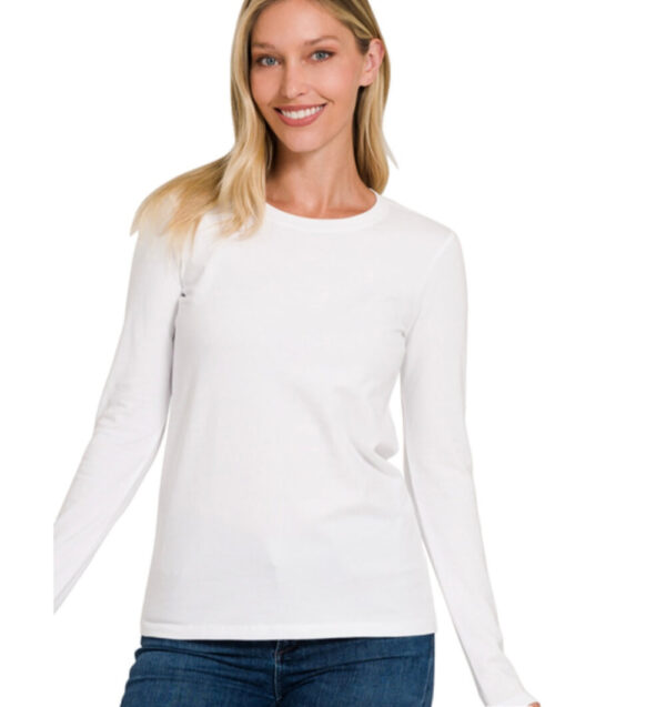 Classic Crew Neck Long Sleeve T – White