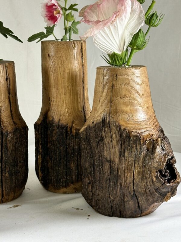 Matching Oak Vases (Set of 4)