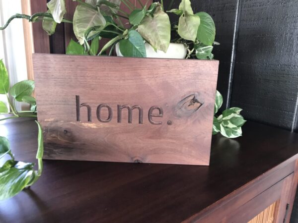 “home” walnut plaque 11.5 x 7in