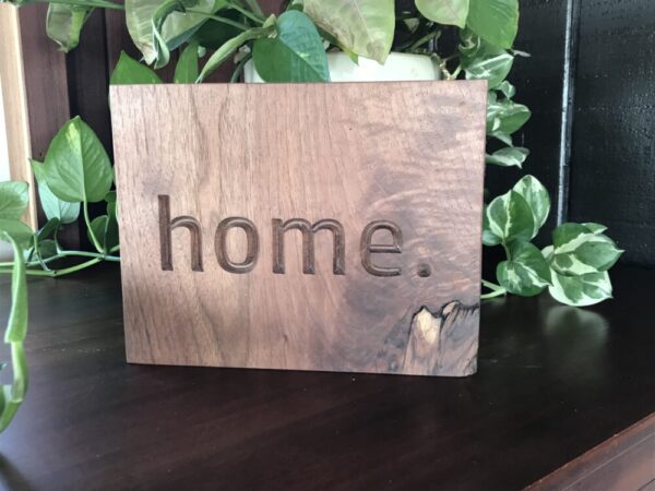 “home” walnut plaque 8.25 x 6.5in