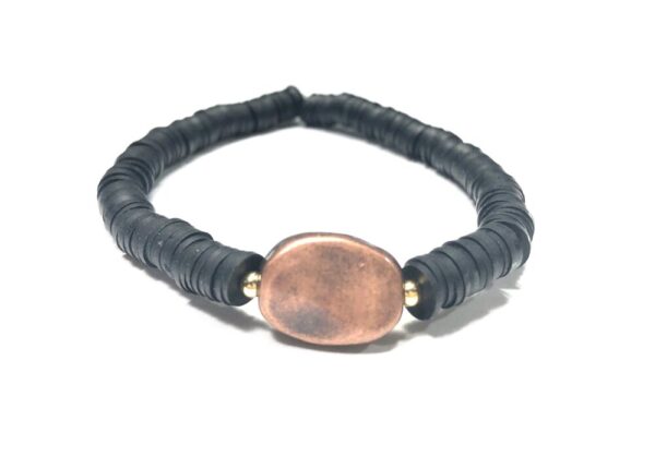 Handmade Black & Copper Plated Stretch Bracelet Women Gift