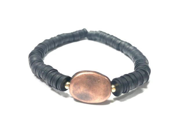 Handmade Black & Copper Plated Stretch Bracelet Women Gift