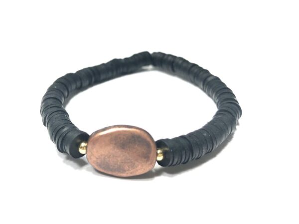 Handmade Black & Copper Plated Stretch Bracelet Women Gift