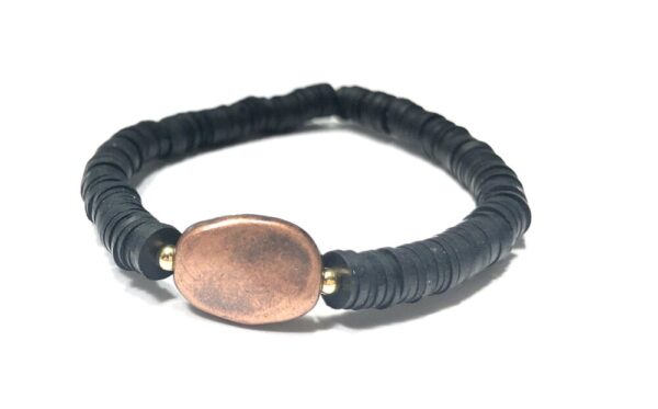 Handmade Black & Copper Plated Stretch Bracelet Women Gift