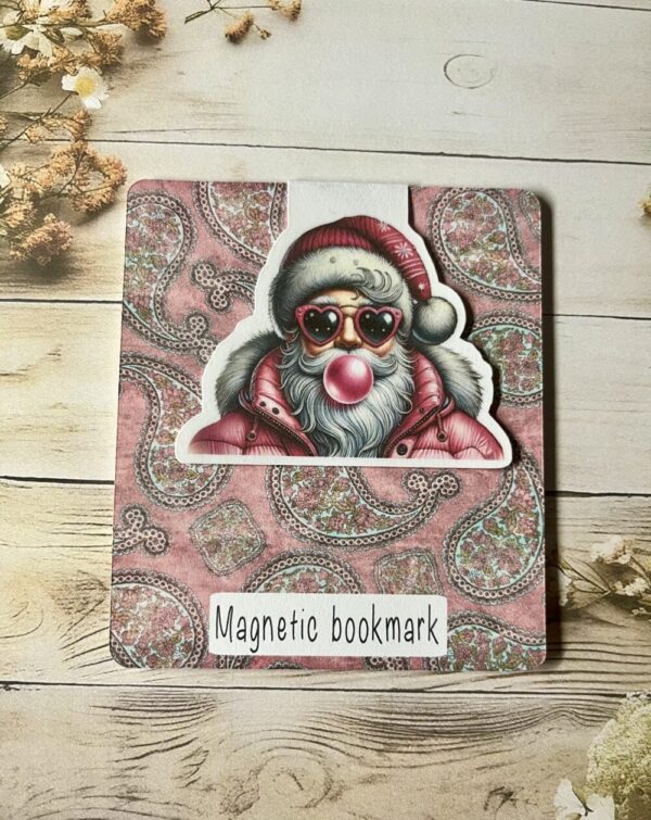 Santa blowing bubble magnetic bookmark