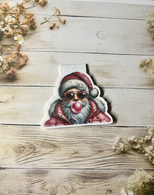 Santa blowing bubble magnetic bookmark