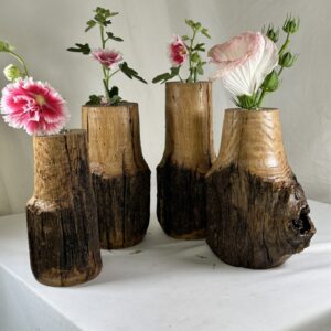 Matching Oak Vases (Set of 4)