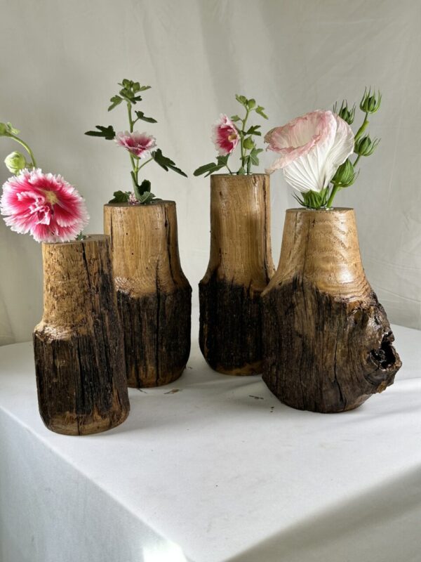 Matching Oak Vases (Set of 4)