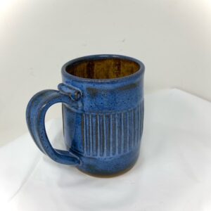 Blue Pottery Mug with Brown Interior by Artist Terry Ferris