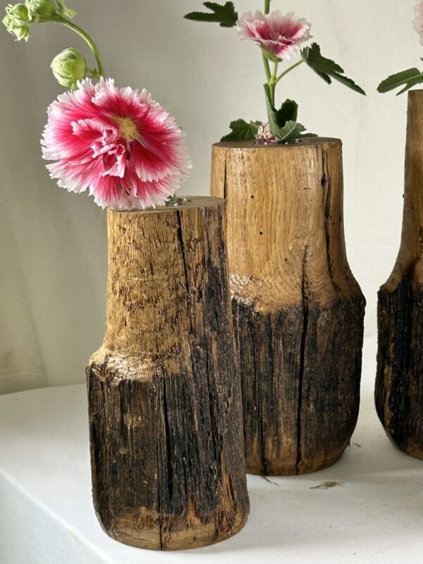 Matching Oak Vases (Set of 4)