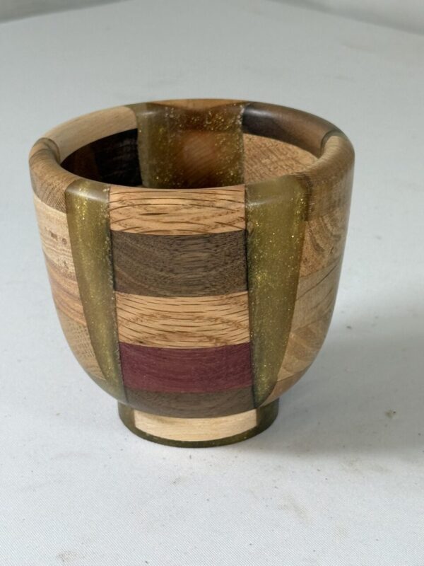 Gold Epoxy and Mixed Hardwood Bowl