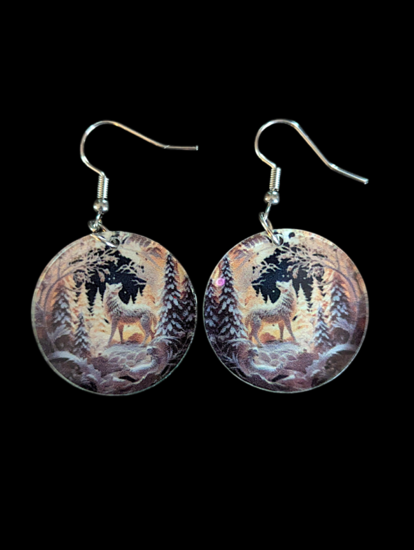 Wolf Winter Scene Earrings