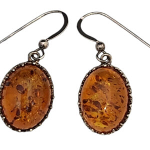 Baltic Amber Oval Earrings in sterling silver