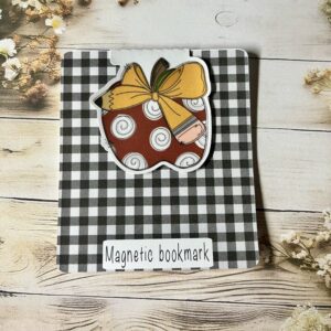 Apple with pencil bow magnetic bookmark