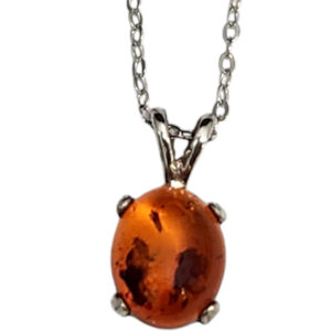 Dainty Amber Necklace in Sterling Silver