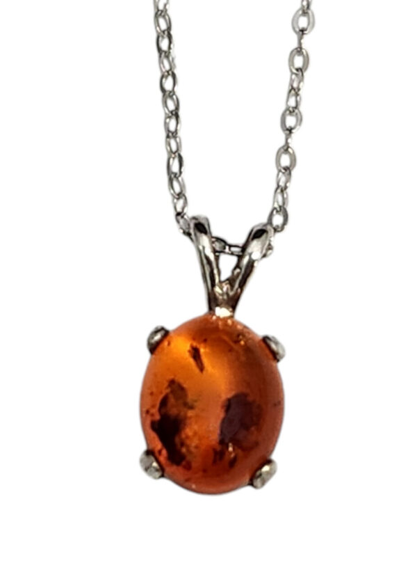 Dainty Amber Necklace in Sterling Silver