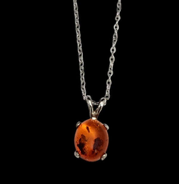 Dainty Amber Necklace in Sterling Silver