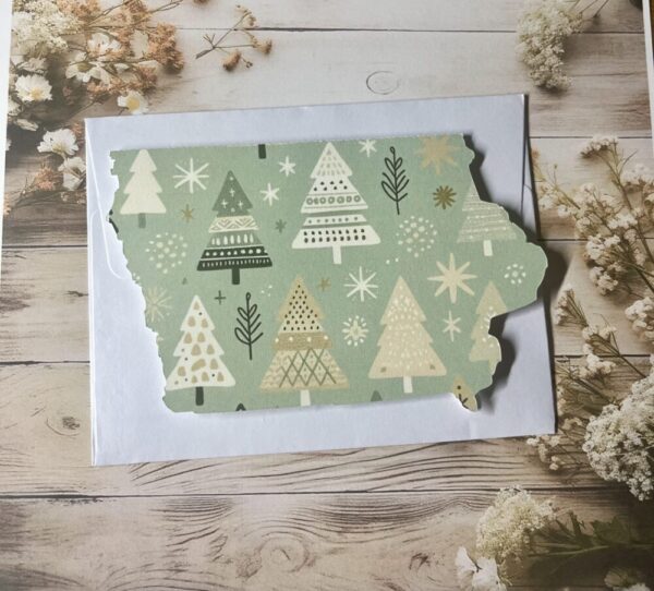 Iowa greeting card with boho trees