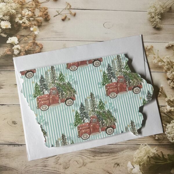 Iowa greeting card with old truck and tree