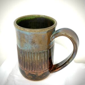 Turquoise over Copper Pottery Mug by Artist Terry Ferris