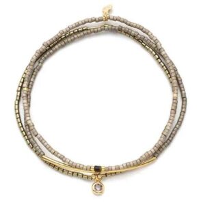 Bracelet – Trio Bead Pewter/Gold