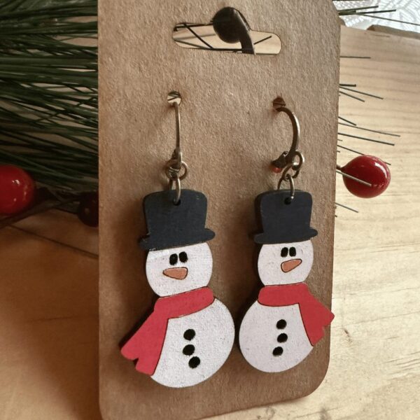 Dangle Snowman Earrings