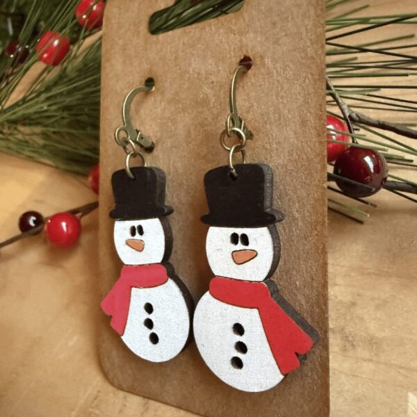 Dangle Snowman Earrings