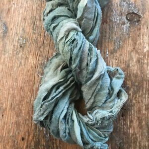 Fresh indigo & wild bee balm naturally dyed sari silk chiffon yarn, 20 yards