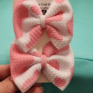 Pink & White Cow Hair Bows