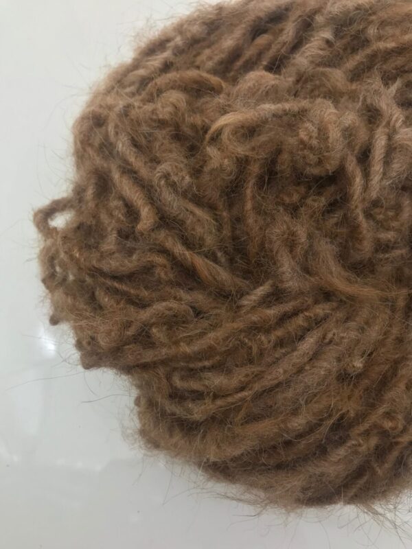 Natural tan alpaca handspun yarn, 20 yards