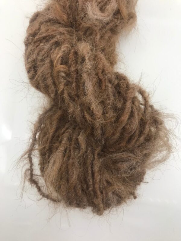 Natural tan alpaca handspun yarn, 20 yards