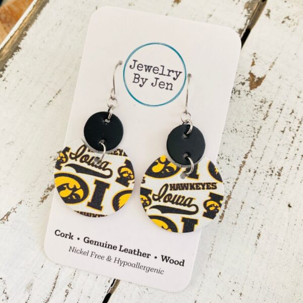 Iowa Hawkeyes Collage “Luna” Earrings (Medium Size)