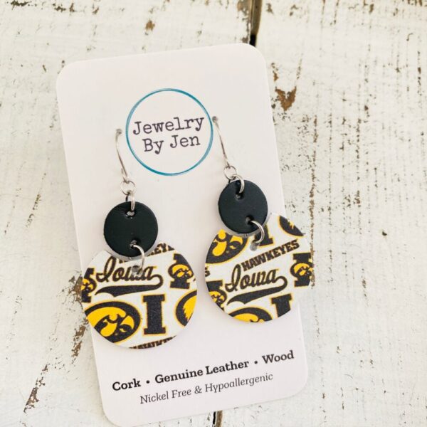 Iowa Hawkeyes Collage “Luna” Earrings (Medium Size)