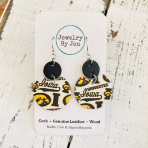 Iowa Hawkeyes Collage “Luna” Earrings (Medium Size)