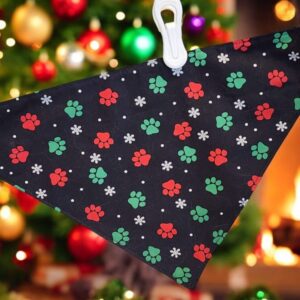 Red & Green, Paw Print Pet Bandana