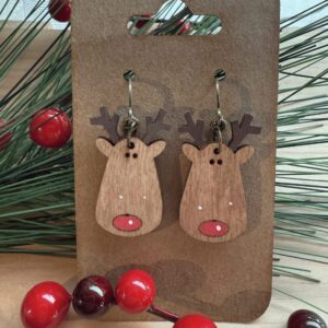 Handpainted Reindeer Dangle Earrings