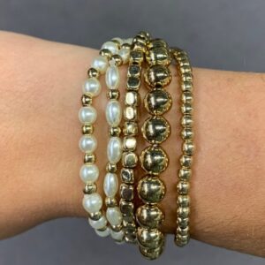 Gold and Pearl Bracelet Set