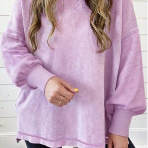 Purple Mineral Washed Oversized Sweater