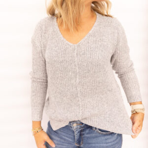 Aleah Silver Center Seamed Sweater